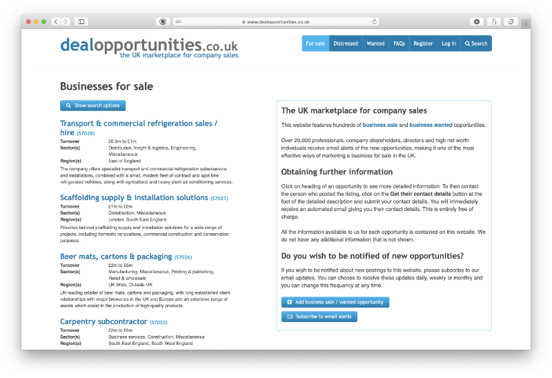 Deal Opportunities website screengrab