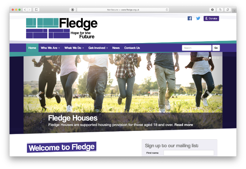 Fledge website screengrab